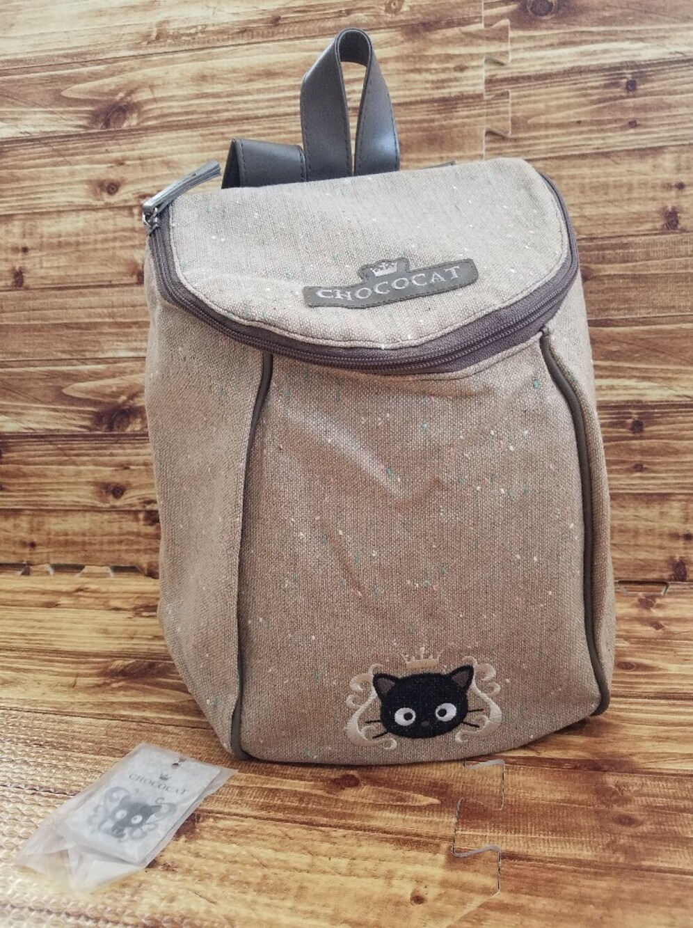 Sanrio Chococat Beige Tan Brown Mini Bag Backpack Vintage Tweed Y2K Black Cat
